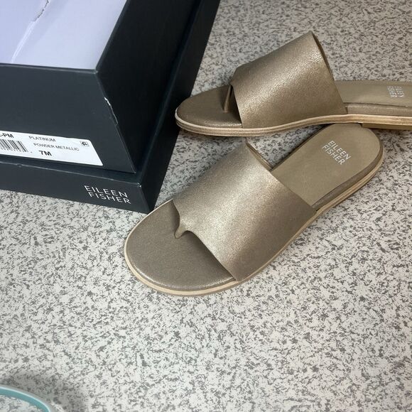 EILEEN FISHER | Kore PM flat Sandals platinum size 7 NWB summer boho thong $195 - Picture 7 of 8